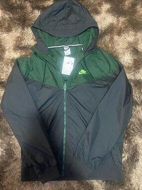 Nike Men’s Hooded Windbreaker Jacket - Dark Green/Charcoal